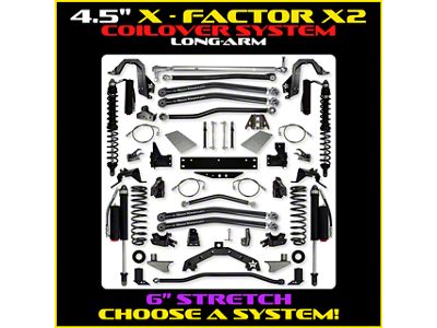 Rock Krawler 4.50-Inch X-Factor X2 Stage 1 6-Inch Stretch Long-Arm Suspension Lift Kit with Coil-Overs (07-18 Jeep Wrangler JK 2-Door)