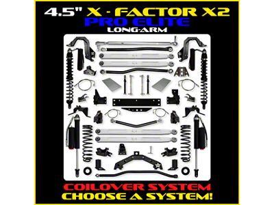 Rock Krawler 4.50-Inch X-Factor X2 PRO ELITE Stage 2 Long-Arm Suspension Lift Kit with Coil-Overs (07-18 Jeep Wrangler JK 2-Door)