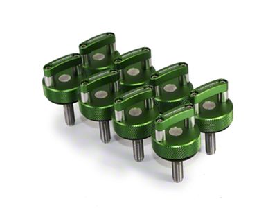 ROCKWORKX Hard Top Quick Removal D-Ring Thumb Screws; Green (21-25 Bronco)
