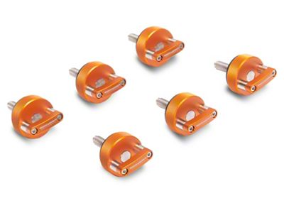 ROCKWORKX Hard Top Quick Removal D-Ring Thumb Screws; Orange (21-25 Bronco)