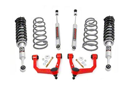 Rough Country 3-Inch Upper Control Arm Suspension Lift Kit with Premium N3 Shocks; Red (10-24 4Runner w/o KDSS or X-REAS System)