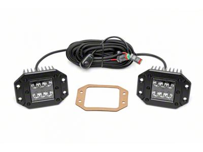 Rough Country 2-Inch Black Series Flush Mount LED Cube Lights; Spot Beam (Universal; Some Adaptation May Be Required)
