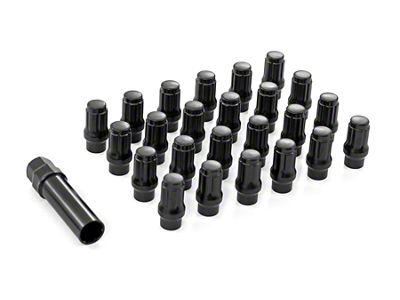 Rough Country Black Closed End Extended Thread Lug Nuts; M12 x 1.5; Set of 24 (21-25 Bronco, Excluding Raptor)