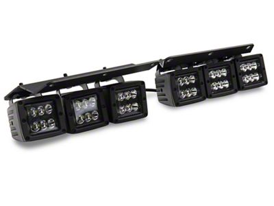 Rough Country Black Series Triple LED Fog Light Kit; Spot Beam (21-25 Bronco w/ Modular Front Bumper)