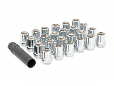 Rough Country Chrome Open End Style Lug Nut Kit; M14 x 1.5; Set of 24 (21-25 Bronco, Excluding Raptor)