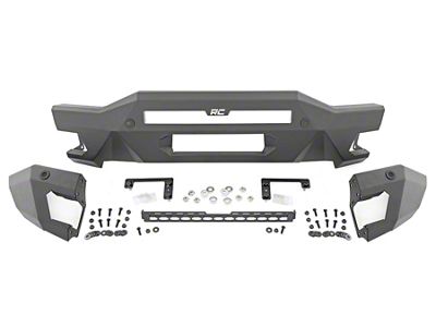 Rough Country Full Width Front Bumper with 20-Inch Black Series LED Light Bar and Black Series Amber DRL Fog Lights (21-25 Bronco, Excluding Raptor)