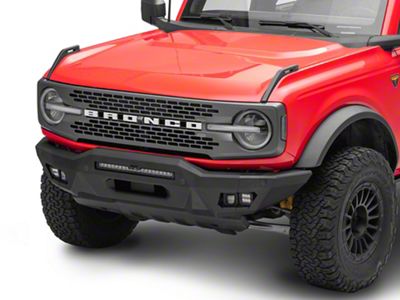 Rough Country Full Width Front Bumper with 20-Inch Black Series LED Light Bar and Black Series Flood and SAE Fog Lights (21-25 Bronco, Excluding Raptor)