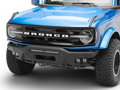 Rough Country High Clearance Front Bumper with 20-Inch Black Series LED Light Bar and Black Series Amber DRL Fog Lights (21-25 Bronco, Excluding Raptor)