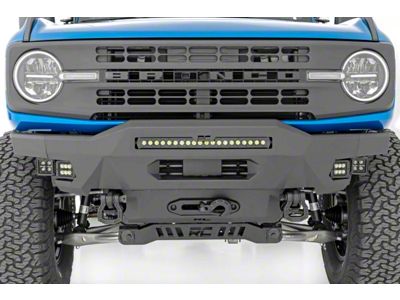 Rough Country High Clearance Front Bumper with 20-Inch Black Series LED Light Bar and Black Series Flood and SAE Fog Lights (21-25 Bronco, Excluding Raptor)