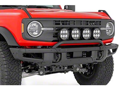 Rough Country Light Bar Mount with 6.50-Inch Round Black Series Amber DRL LED Lights (21-25 Bronco w/ Modular Front Bumper)