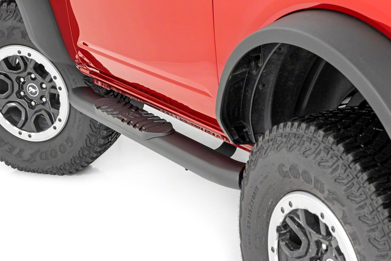 Rough Country Bronco Oval Nerf Side Step Bars; Black 21012 (2124
