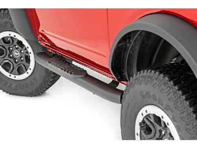 Rough Country Oval Nerf Side Step Bars; Black (21-25 Bronco 2-Door)