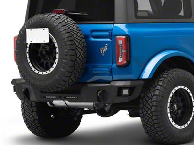 Rough Country Rear Bumper with 6-Inch Slim Line LED Light Bars and Black Series Spot Cube Lights (21-25 Bronco, Excluding Raptor)
