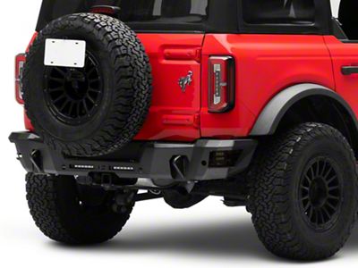 Rough Country Rear Bumper with 6-Inch Slim Line LED Light Bars and Black Series Flood Cube Lights (21-25 Bronco, Excluding Raptor)