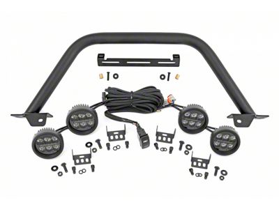 Rough Country Safari Bar Kit with Quad 3.50-Inch Round Amber DRL LED Lights (21-25 Bronco w/ Modular Front Bumper)
