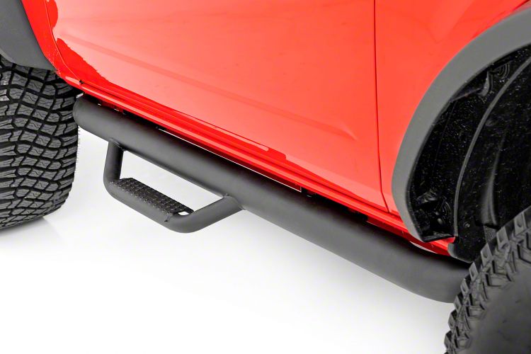 Rough Country Bronco Wheel to Wheel Nerf Side Step Bars; Black RCF2156B