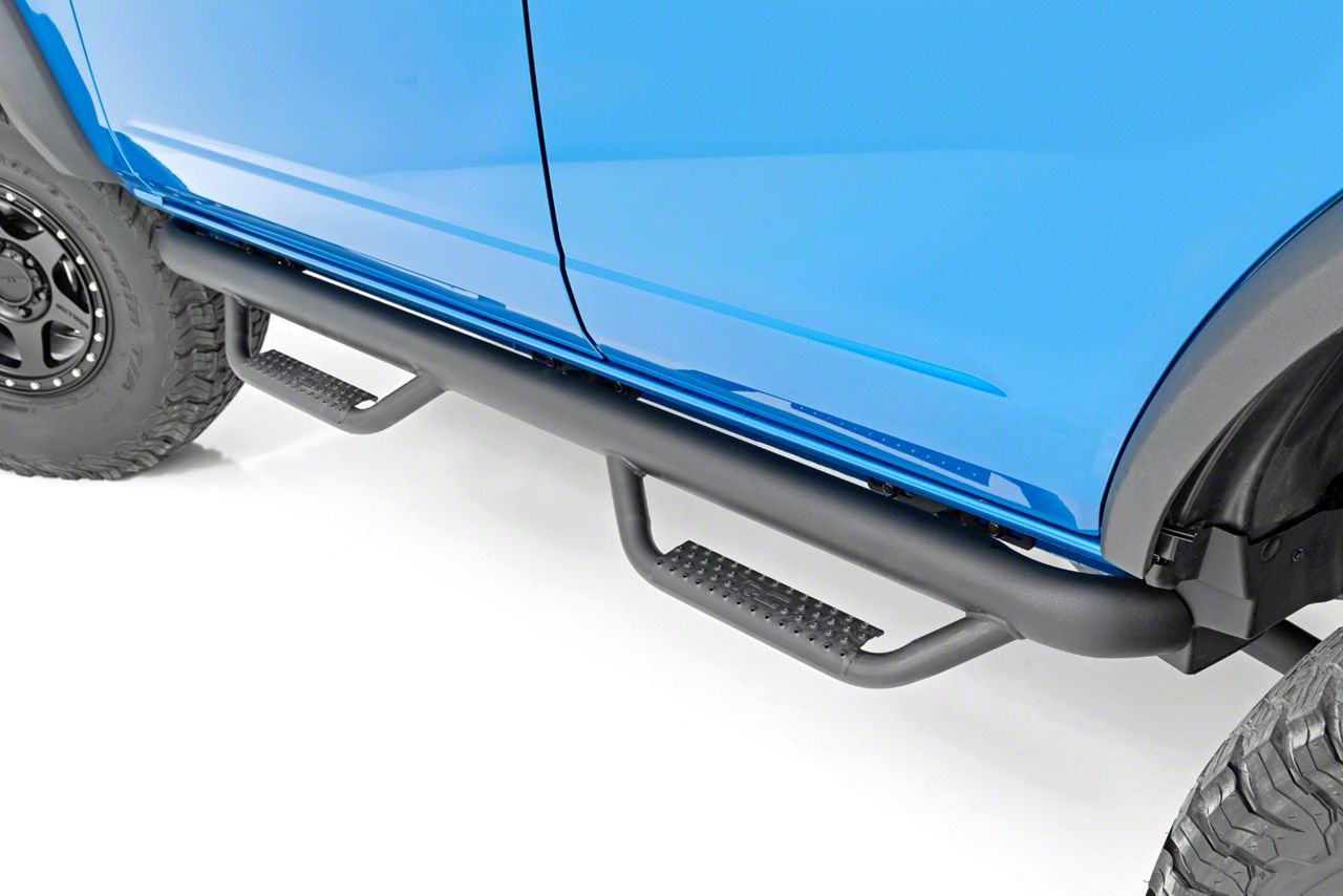 Rough Country Bronco Wheel to Wheel Nerf Side Step Bars; Black RCF2172B