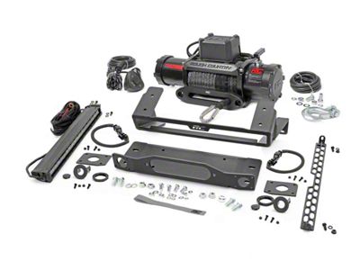 Rough Country Winch Mount with 20-Inch Black Series LED Light Bar and PRO12000S Winch (21-25 Bronco w/ Modular Front Bumper)
