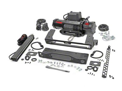 Rough Country Winch Mount with 20-Inch Black Series LED Light Bar and PRO9500S Winch (21-25 Bronco w/ Modular Front Bumper)