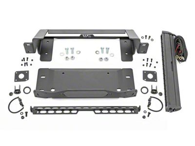 Rough Country Winch Mount with 20-Inch Black Series White DRL LED Light Bar (21-25 Bronco w/ Modular Front Bumper)