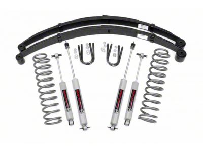 Rough Country 3-Inch Suspension Lift Kit with Leaf Springs and Preminum N3 Shocks (84-01 Jeep Cherokee XJ w/o AX5 Transmission)