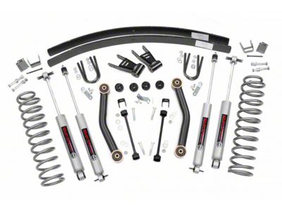 Rough Country 4.50-Inch Suspension Lift Kit with Add-A-Leafs and Preminum N3 Shocks (84-01 Jeep Cherokee XJ w/o AX5 Transmission)