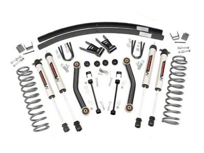 Rough Country 4.50-Inch Suspension Lift Kit with Add-A-Leafs and V2 Monotube Shocks (84-01 Jeep Cherokee XJ w/o AX5 Transmission)