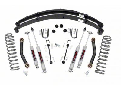 Rough Country 4.50-Inch Suspension Lift Kit with Leaf Springs and Preminum N3 Shocks (84-01 Jeep Cherokee XJ w/o AX5 Transmission)