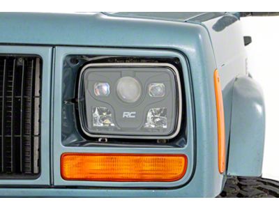 Rough Country 5x7-Inch LED Headlights; Black Housing; Clear Lens (84-01 Jeep Cherokee XJ)