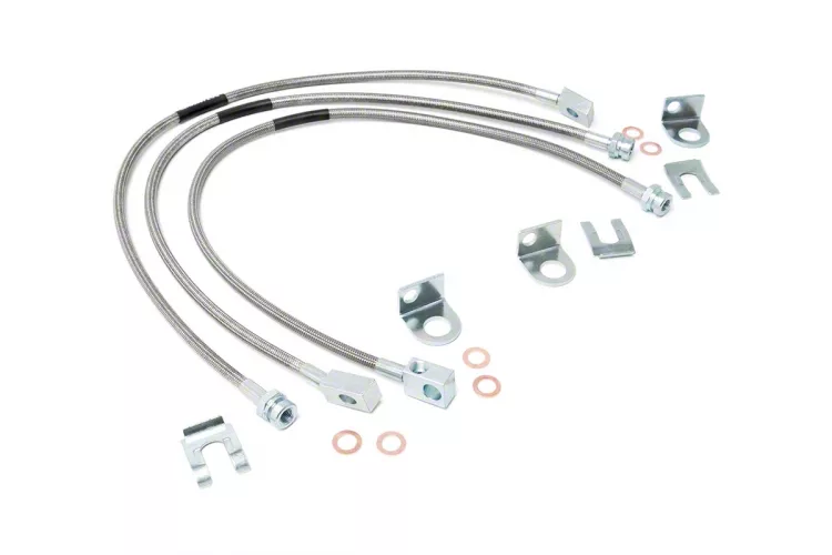 Rough Country Jeep Cherokee Front and Rear Stainless Steel Brake Lines