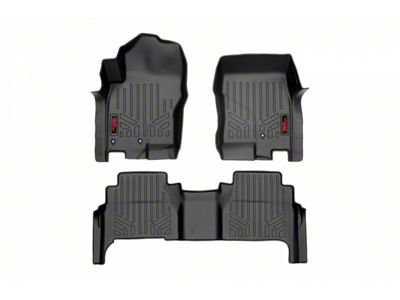 Rough Country Heavy Duty Front and Rear Floor Mats; Black (08-21 Frontier Crew Cab)