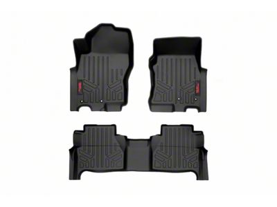 Rough Country Heavy Duty Front and Rear Floor Mats; Black (22-25 Frontier Crew Cab)
