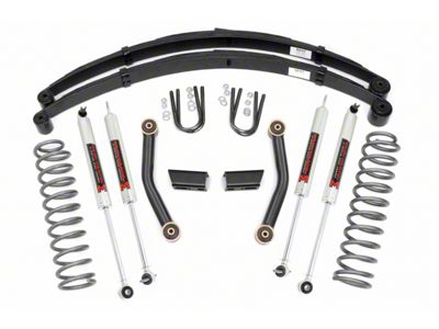 Rough Country 3-Inch Series II Suspension Lift Kit with Leaf Springs and M1 Monotube Shocks (84-01 Jeep Cherokee XJ w/o AX5 Transmission)
