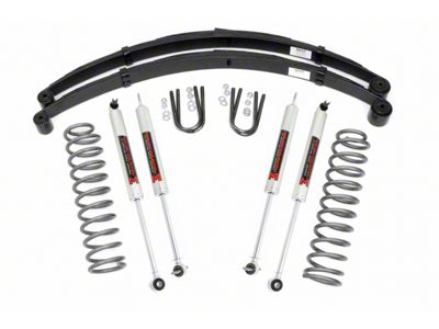 Rough Country 3-Inch Suspension Lift Kit with Leaf Springs and M1 Monotube Shocks (84-01 Jeep Cherokee XJ w/o AX5 Transmission)