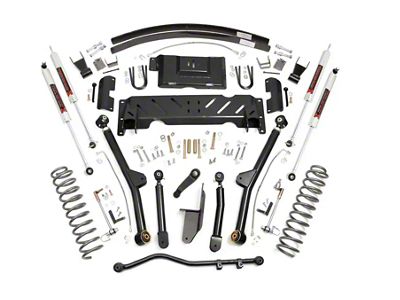 Rough Country 4.50-Inch Long Arm Suspension Lift Kit with Rear Add-A-Leafs and M1 Monotube Shocks (84-01 Jeep Cherokee XJ w/ NP242 Transfer Case)