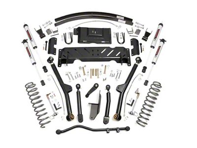 Rough Country 4.50-Inch Long Arm Suspension Lift Kit with Rear Add-A-Leafs and V2 Monotube Shocks (84-01 Jeep Cherokee XJ w/ NP242 Transfer Case)