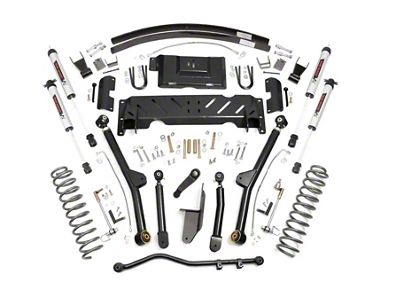 Rough Country 4.50-Inch Long Arm Suspension Lift Kit with Rear Add-A-Leafs and V2 Monotube Shocks (84-01 Jeep Cherokee XJ w/ NP231 Transfer Case)