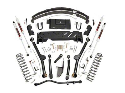 Rough Country 4.50-Inch Long Arm Suspension Lift Kit with Rear Leaf Springs and M1 Monotube Shocks (84-01 Jeep Cherokee XJ w/ NP231 Transfer Case)