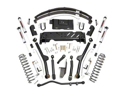 Rough Country 4.50-Inch Long Arm Suspension Lift Kit with Rear Leaf Springs and V2 Monotube Shocks (84-01 Jeep Cherokee XJ w/ NP242 Transfer Case)