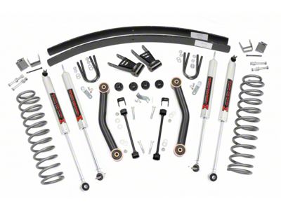 Rough Country 4.50-Inch Suspension Lift Kit with Add-A-Leafs and M1 Monotube Shocks (84-01 Jeep Cherokee XJ w/o AX5 Transmission)