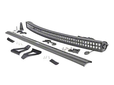 Rough Country 50-Inch Black Series Dual Row Straight LED Light Bar with Upper Windshield Mounting Brackets (84-01 Jeep Cherokee XJ)
