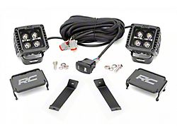 Rough Country Suspension Black Series White DRL LED Ditch Light Kit; Spot Beam (14-21 Jeep Cherokee KL)