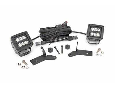 Rough Country 2-Inch Black Series LED Cube Lights with Windshield Mounting Brackets (20-25 Jeep Gladiator JT, Excluding Mojave)