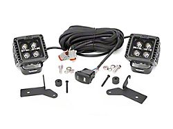 Rough Country 2-Inch Black Series White DRL LED Cube Lights with Windshield Mounting Brackets (20-26 Jeep Gladiator JT, Excluding Mojave)