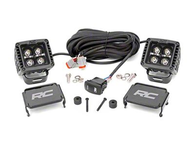Rough Country 2-inch Black Series Amber DRL LED Cube Easy-Mount Kit (20-25 Jeep Gladiator JT, Excluding Mojave)