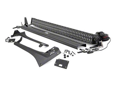Rough Country 50-Inch Black Series Dual Row Straight LED Light Bar with Upper Windshield Mounting Brackets (20-25 Jeep Gladiator JT, Excluding Mojave)