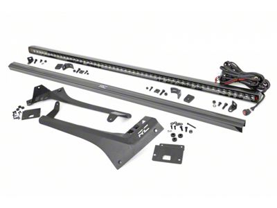 Rough Country 50-Inch Black Series Single Row Straight LED Light Bar with Upper Windshield Mounting Brackets (20-25 Jeep Gladiator JT, Excluding Mojave)