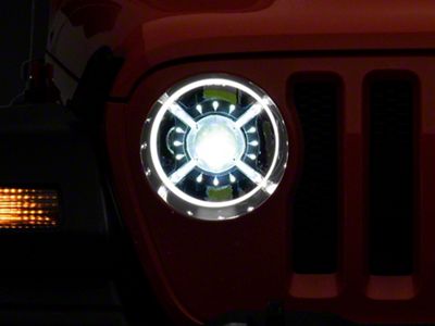Rough Country 9-Inch DRL Halo LED Headlights; Black Housing; Clear Lens (20-25 Jeep Gladiator JT)