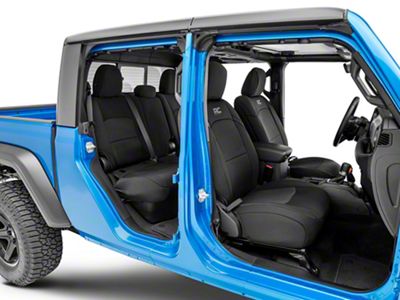 Rough Country Neoprene Front and Rear Seat Covers; Black (20-25 Jeep Gladiator JT w/ Factory Cloth Seats)