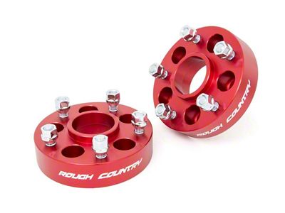 Rough Country 1.50-Inch Wheel Adapters; 5x4.5 to 5x5; Anodized Red (87-06 Jeep Wrangler YJ & TJ)